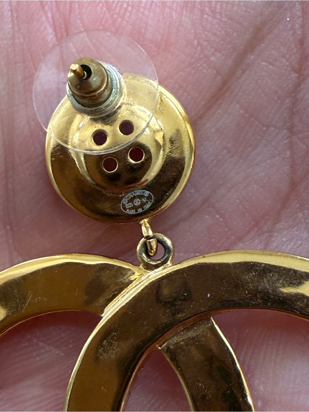CHANEL Button Gold CC Logo Drop Earrings - Classic Gold Tone - Picture 8 of 15